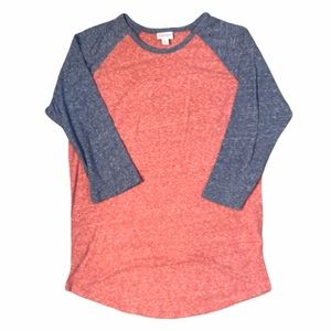 Heathered Baseball style T-shirt. Cute and comfy.